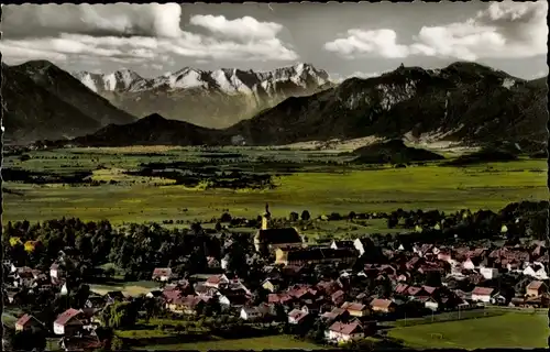 Ak Murnau am Staffelsee, Panorama, Vogelschau, Alpsitze, Zugspitze