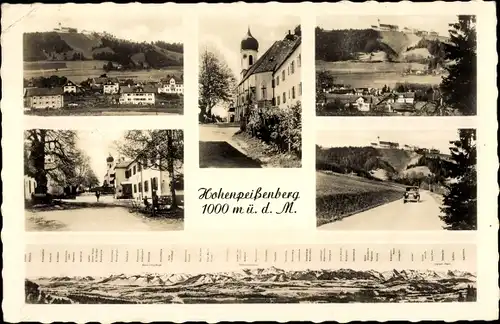 Ak Hohenpeißenberg Peißenberg Oberbayern, Ortspartien, Kirche, Landschaft, Alpenpanorama