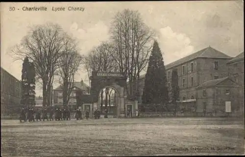 Ak Charleville Ardennes, Lycée Chanzy, Eingangsportal