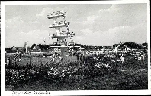 Ak Rheine in Westfalen, Schwimmbad, Sprungturm