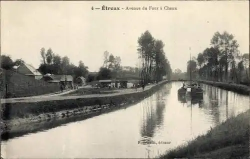 Ak Étreux Thiérache Aisne, Avenue du Fort à Chaux, Kanal