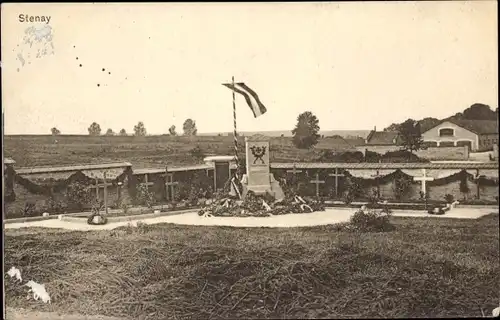 Ak Stenay Meuse, Deutsches Gefallenendenkmal, Fahne