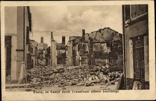Ak Étain Meuse, Ruinen, Kriegszerstörungen, I. WK