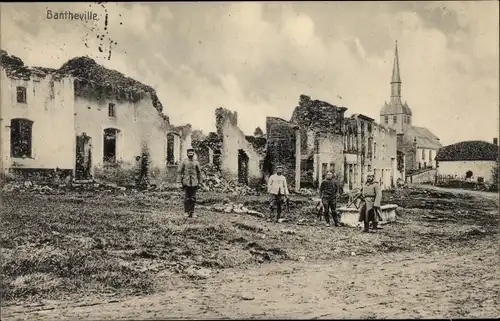 Ak Bantheville Meuse, Ruinen, Kriegszerstörungen, I. WK