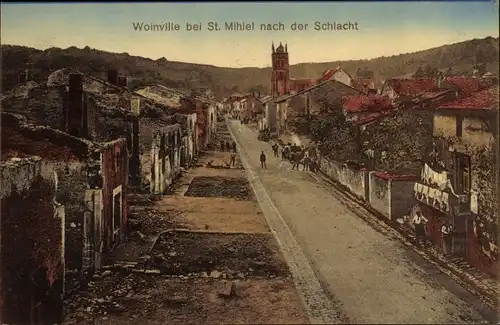 Ak Woinville Buxières sous les Côtes Meuse, nach der Schlacht, Ruinen, Kriegszerstörungen, I. WK