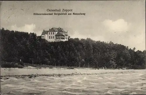 Ak Sopot Gdańsk Zoppot Danzig, Restaurant Bergschloss, Menzelweg