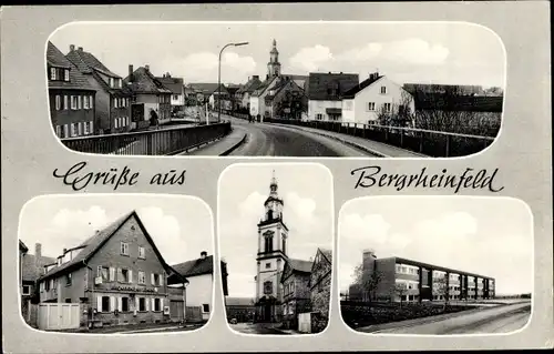 Ak Bergrheinfeld Unterfranken, Gasthaus zum Löwen, Kirche, Ortsansichten