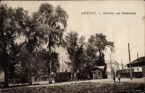 Ak Antony Hauts-de-Seine, Station des Tramways