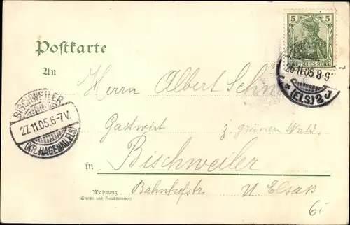 Litho Gruß aus der Garnison, deutscher Soldat in Uniform, Fahnen, Wappen