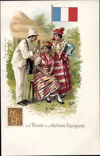 Briefmarken Litho Französisch Guayana, La Poste à la Guyane Francaise, Postbote