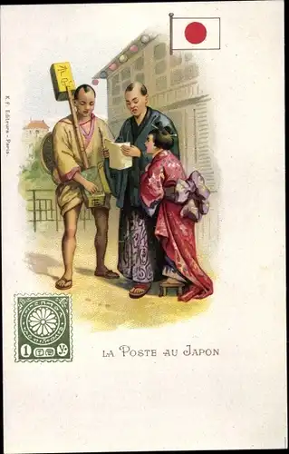 Briefmarken Litho Japan, La Poste au Japon, 1 Yen, Trachten