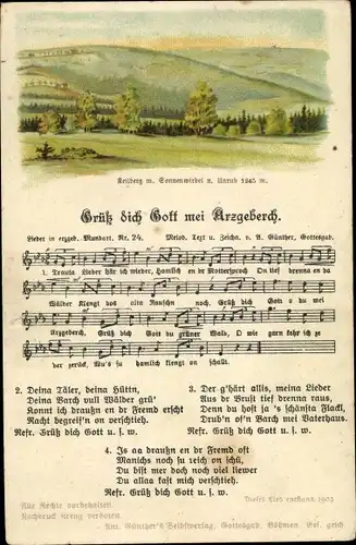 Lied Ak Günther, Anton, Grüß dich Gott mei Arzgebirg, Erzgebirgische Mundart Nr. 24, Keilberg