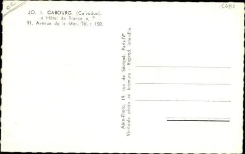 Ak Cabourg Calvados, Hotel de France, 91, Avenue de la Mer