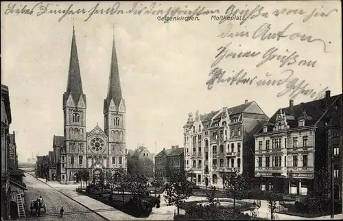 Ak Gelsenkirchen im Ruhrgebiet, Moltkeplatz, Kirche