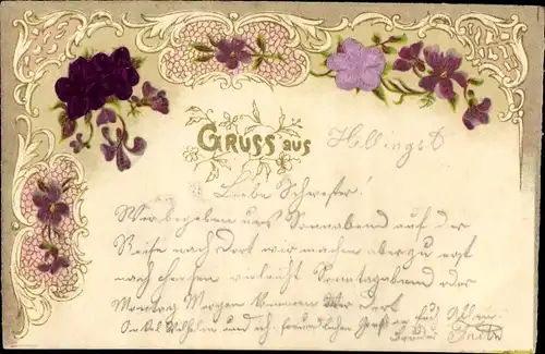 Präge Ak Veilchen, Blumen, Gruss, Souvenir, Kitsch