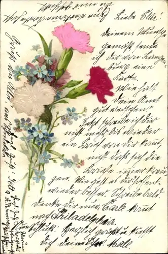 Ak Blumenstrauß, Vergissmeinnicht, Kitsch