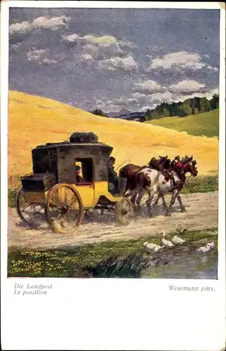 Künstler Ak Wesemann, Die Landpost, Postkutsche