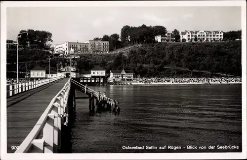 Ak Ostseebad Sellin auf Rügen, Blick von der Seebrücke