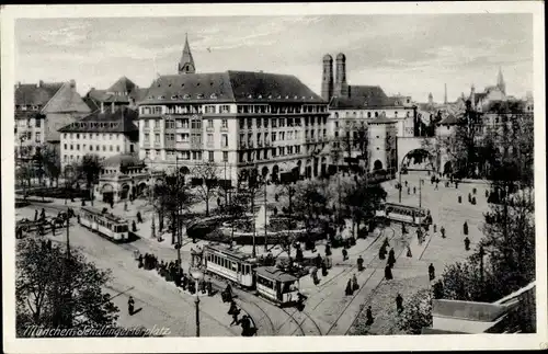 Ak München Bayern, Sendlingertorplatz, Straßenbahnen