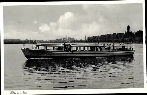 Ak Plön am See in Schleswig Holstein, Passagierschiff auf dem See