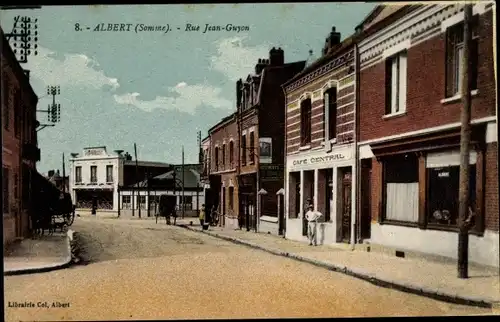 Ak Albert Somme, Rue Jean Guyon, Cafe Central