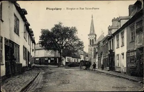 Ak Picquigny Somme, Hospice et Rue Saint Pierre