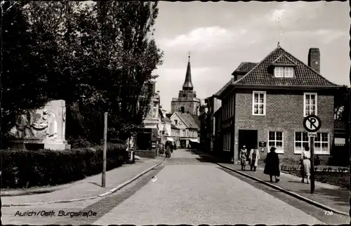 Ak Aurich Ostfriesland, Blick in die Burgstraße, Kirche