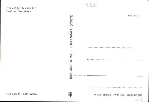Ak Aschersleben im Salzlandkreis, Post und Volkshaus