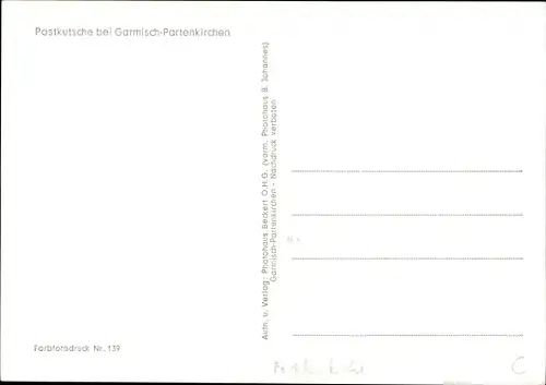 Ak Garmisch Partenkirchen in Oberbayern, Postkutsche