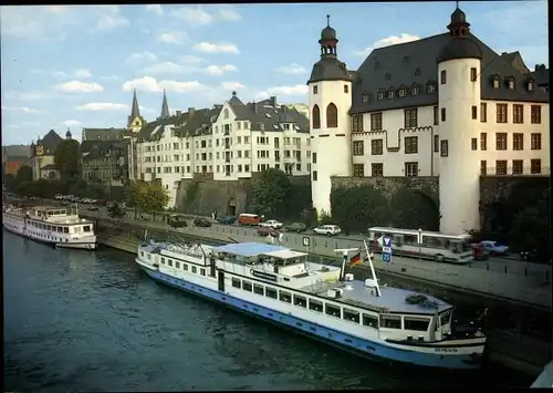 Ak Koblenz am Rhein, Partie an der Mosel mit Alter Burg