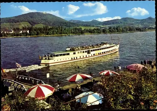 Ak Bad Godesberg Bonn am Rhein, Rheinschifffahrt, Terrasse, Blick zum Siebengebirge