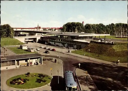 Ak Kehl am Rhein, Blick über die Europabrücke von Straßburg auf Kehl, Straßenbahn Linie 11