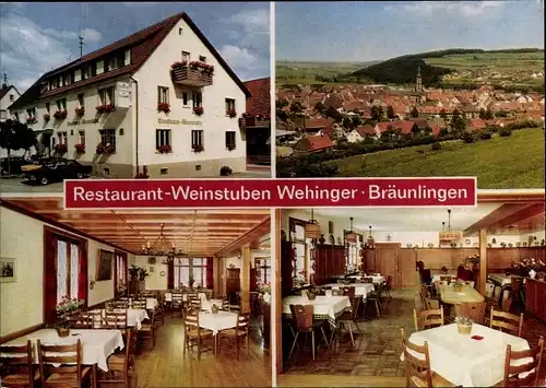 Ak Bruggen Bräunlingen im Schwarzwald Baden, Restaurant Weinstuben Wehinger, Ortsansicht