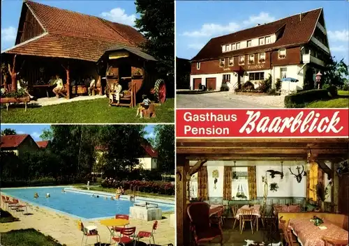 Ak Hubertshofen Donaueschingen im Schwarzwald, Gasthaus Pension Baarblick, Schwimmbad