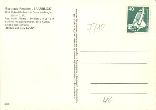 Ak Hubertshofen Donaueschingen im Schwarzwald, Gasthaus Pension Baarblick, Schwimmbad