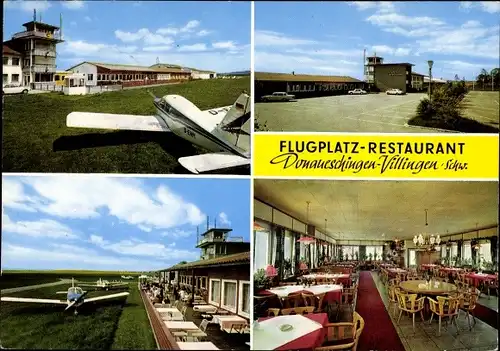 Ak Donaueschingen Villingen Schwenningen im Schwarzwald, Flugplatz-Restaurant, Propellermaschinen