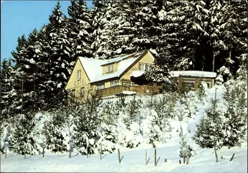 Ak Schonach im Schwarzwald, Café Berghüsli, Winterlandschaft