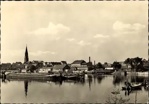 Ak Wittenberge an der Elbe Prignitz, Partie an der Elbe, Frachtkähne