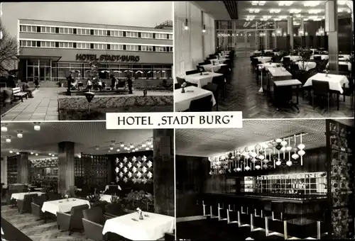 Ak Burg bei Magdeburg, Hotel Stadt Burg, Restaurant, Tanzbar