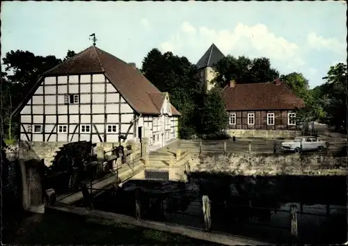 Ak Rheda Wiedenbrück in Westfalen, Schloßmühle, Fachwerkhäuser