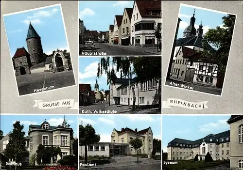 Ak Rheinbach im Rhein Sieg Kreis, Hexenturm, Rathaus, Alter Winkel, Lyzeum, Postamt