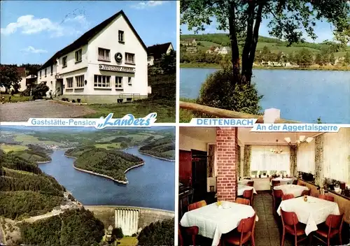 Ak Deitenbach Gummersbach im Oberbergischen Kreis, Gaststätte Pension Landers, Aggertalsperre
