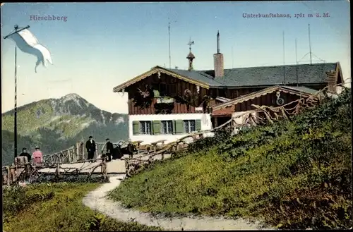 Ak Hirschberg Tegernsee Oberbayern, Unterkunftshaus mit Terrasse, Hirschberghaus