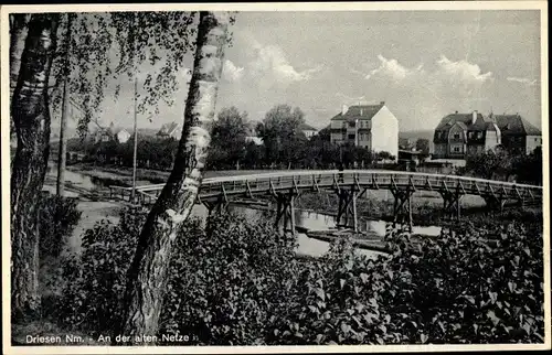 Ak Drezdenko Driesen Neumark Ostbrandenburg, An der alten Netze, Brücke