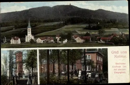 Ak Kottmar in der Oberlausitz, Blick auf den Ort, Aussichtsturm