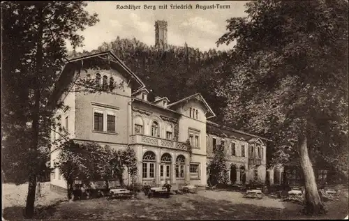 Ak Rochlitz an der Mulde, Rochlitzer Berg, Friedrich August Turm, Hotel und Pension