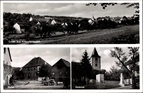 Ak Kälbertshausen Hüffenhardt Baden Württemberg, Denkmal, Blick auf den Ort, Kirche