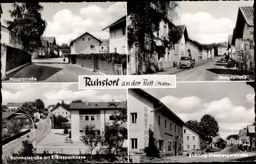 Ak Ruhstorf an der Rott Niederbayern, Kleebergerstraße, Hauptstraße, Kreissparkasse, Bahnhofstraße