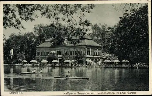 Ak Schwabing München Bayern, Kleinhesseloher See, Englischer Garten, Seerestaurant