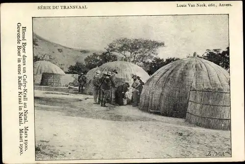 Ak Transvaal Südafrika, Gewonde Boer in eene Kaffer Kraal in Natal, 1900, Burenkrieg